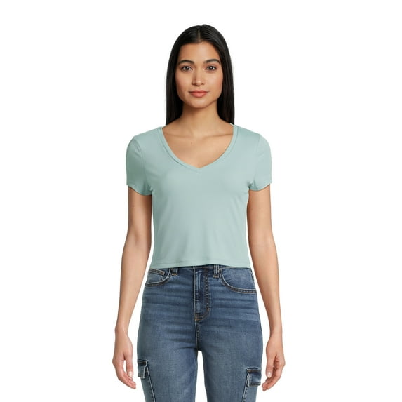 No Boundaries Juniors V-Neck Rib Tee