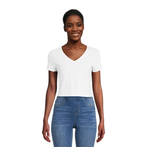 No Boundaries Juniors V-Neck Tee, Sizes XS-XXXL