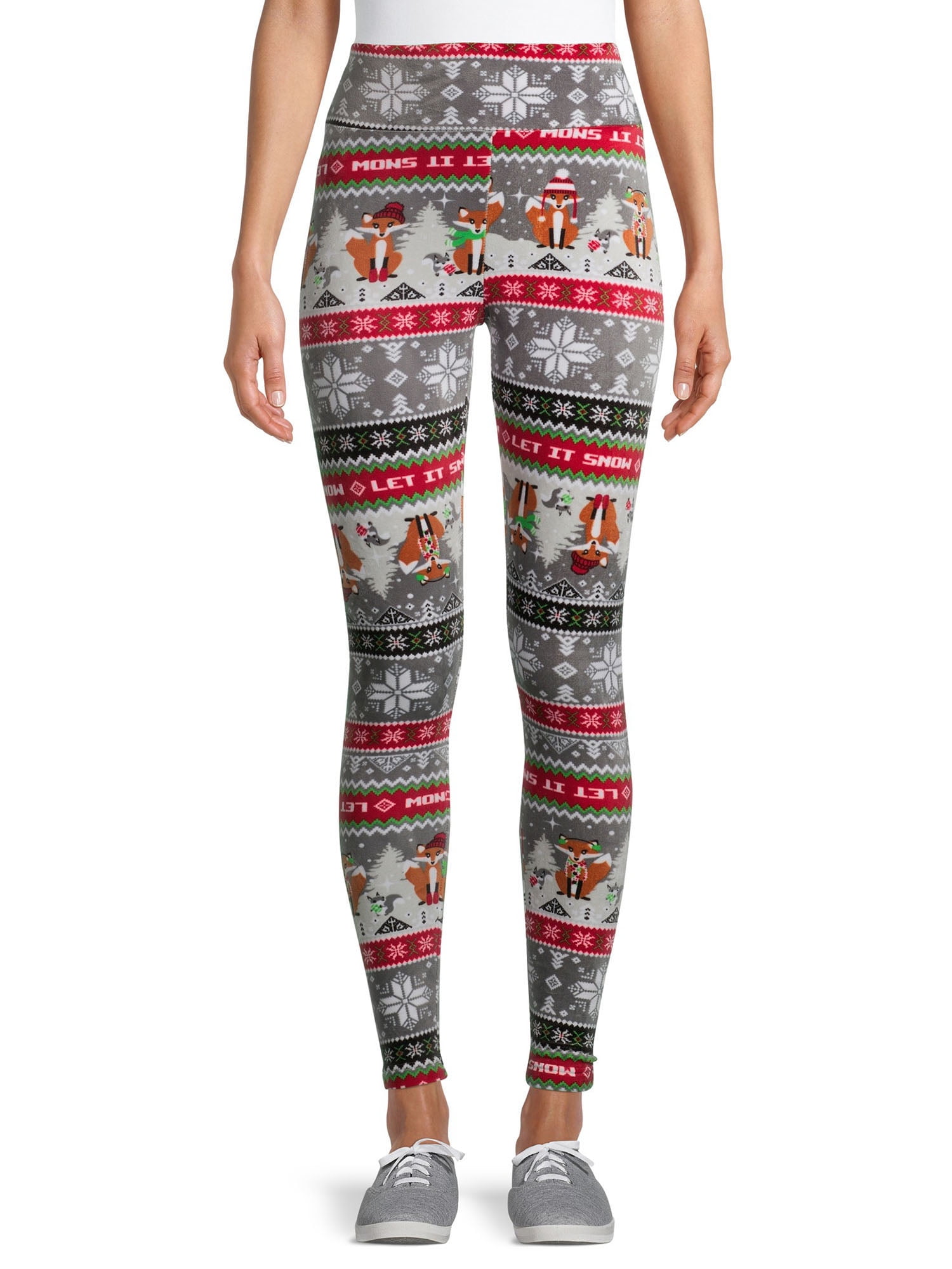 No Boundaries Juniors' Plus Plush Christmas Velour Leggings, 2-Pack