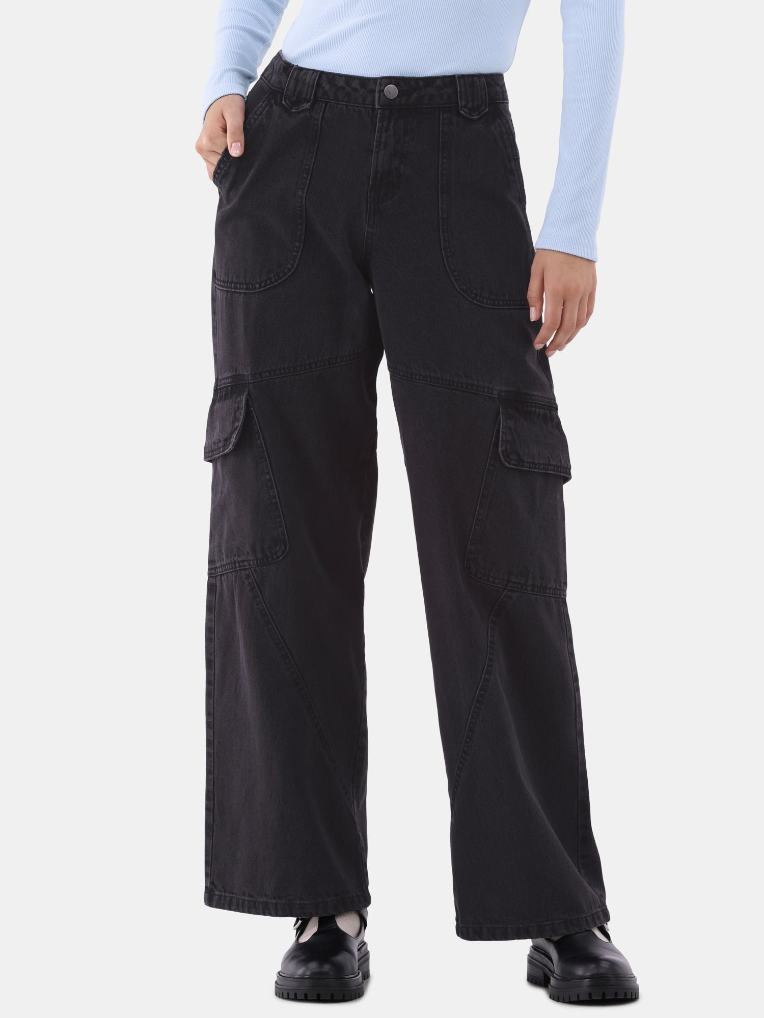 No Boundaries Wide Leg Cargo Pants, Women's No Boundaries Wide Leg Cargo Pants, Women's