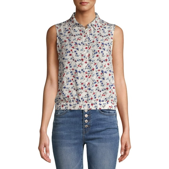 No Boundaries Juniors' Woven Sleeveless Top