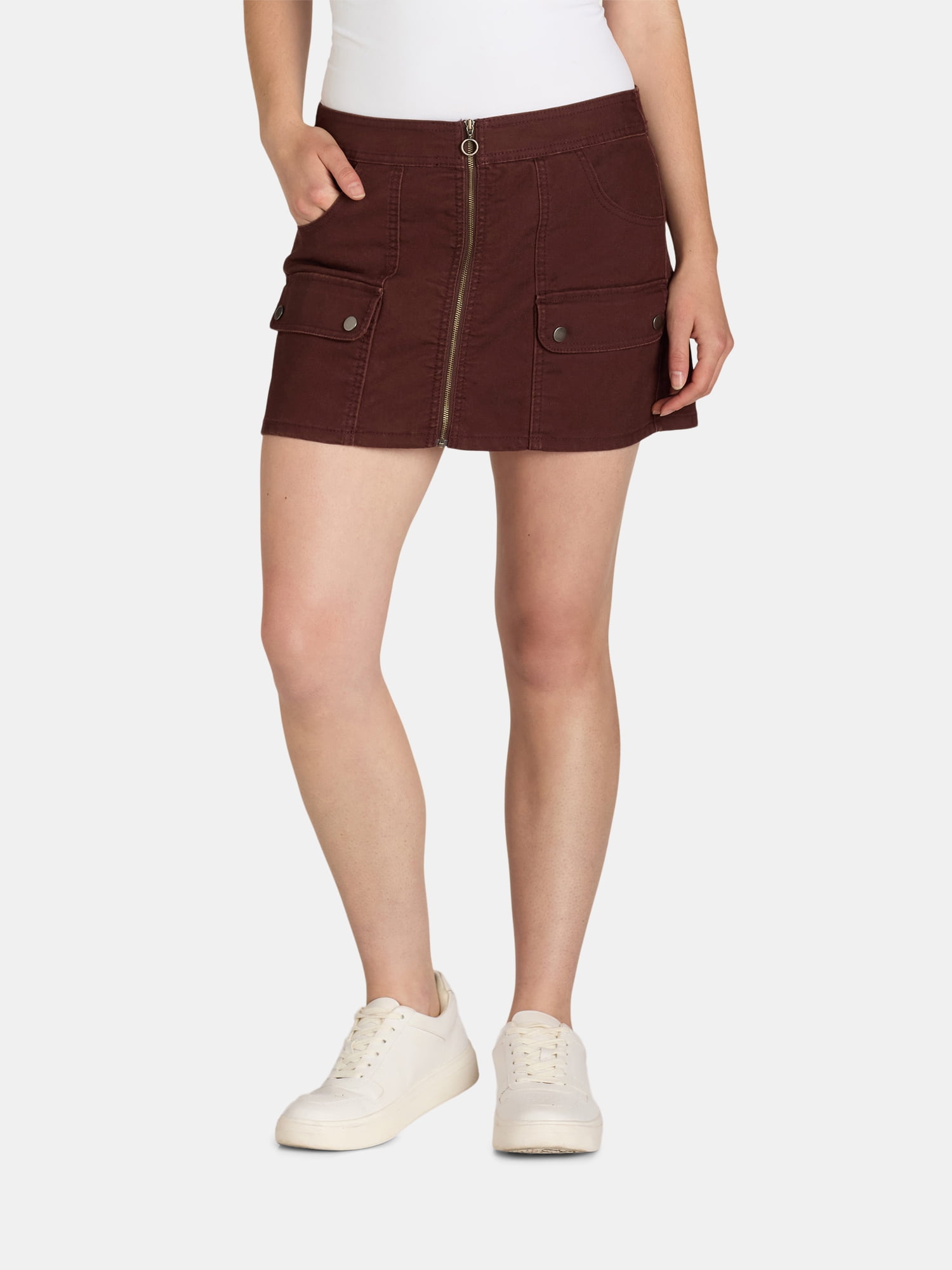 【NONCODE】Ber pocket mini skirt No Boundaries Zip Cargo Skirt - Trendy Mini Length - Walmart.com