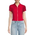 thumbnail image 1 of No Boundaries Juniors Zip Up Polo Top, 1 of 5
