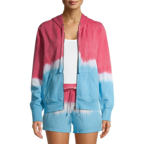 No Boundaries Juniors Zip Up Tie Dye Hoodie