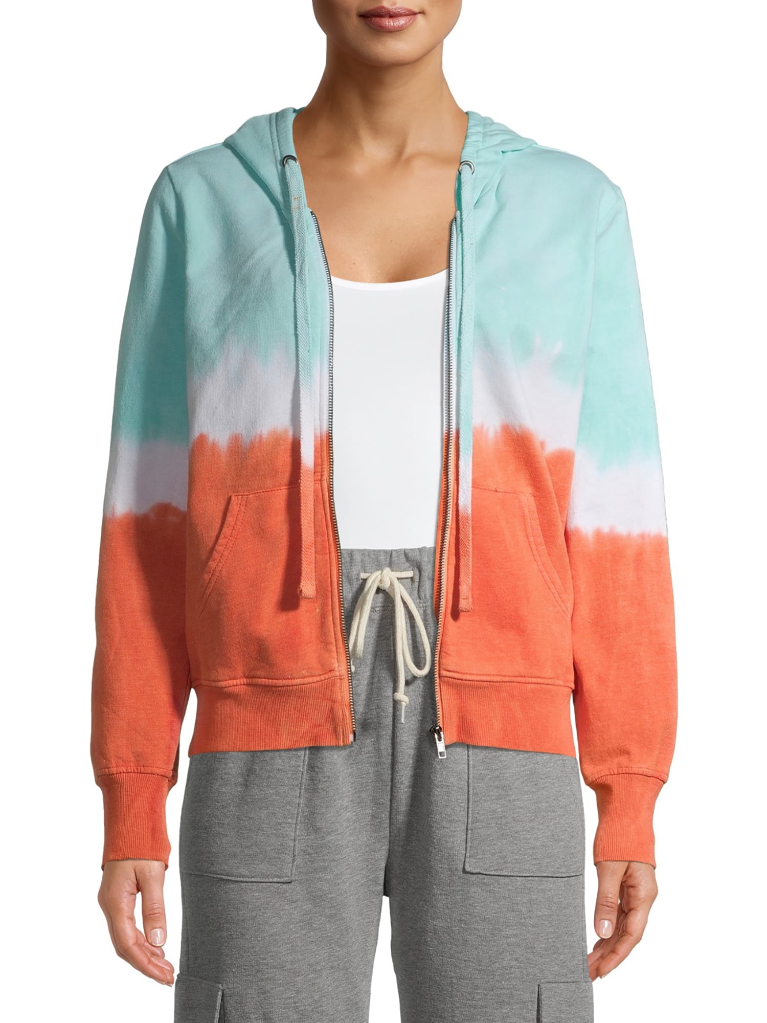 No Boundaries Juniors Zip Up Tie Dye Hoodie - Walmart.com