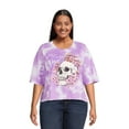 No Boundaries Juniors and Juniors Plus Cropped Graphic Tee with Short