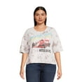 No Boundaries Juniors and Juniors Plus Cropped Graphic Tee with Short