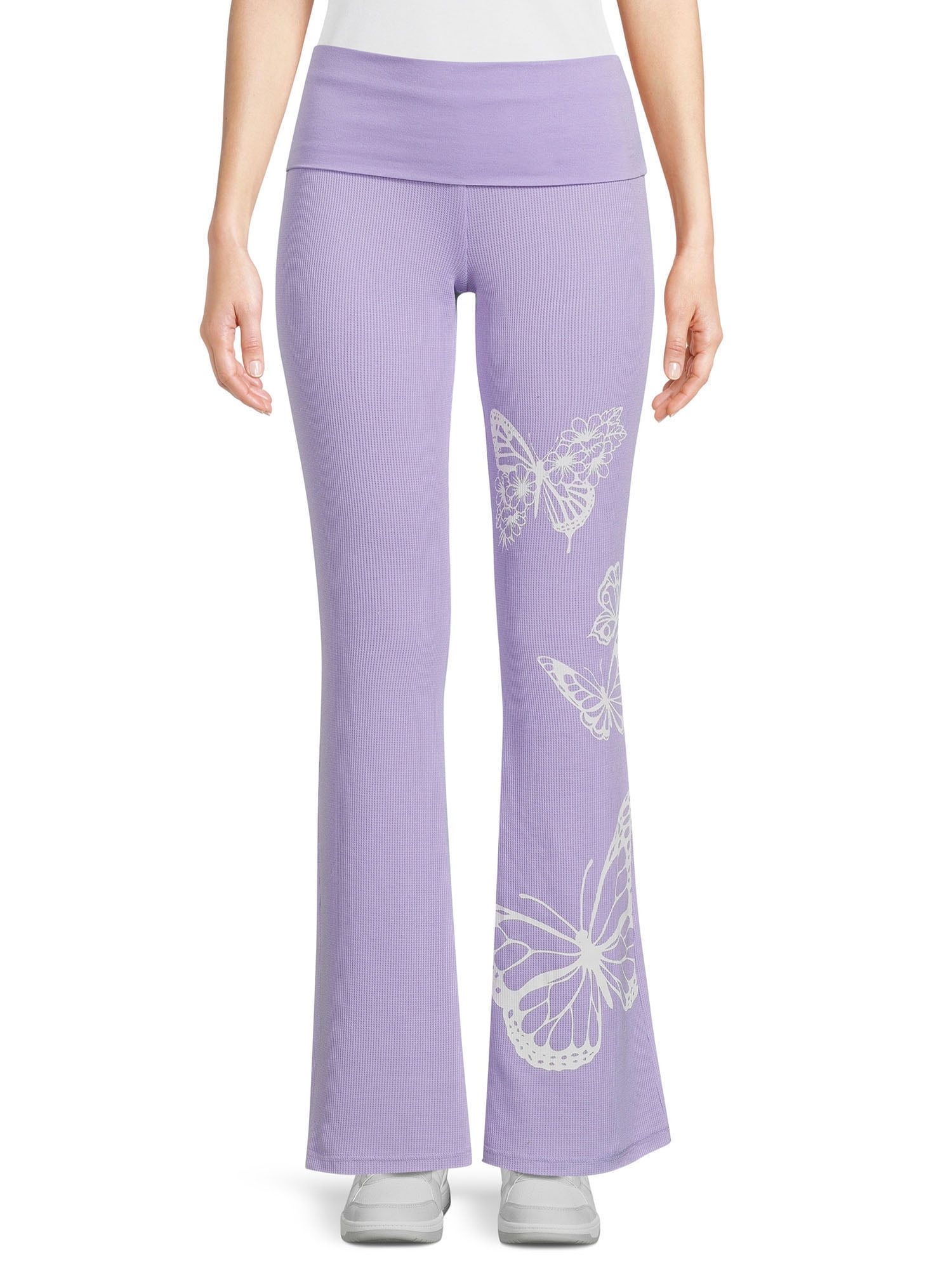 Girls' Foldover Waist Flare Leggings - art class Light Purple XS