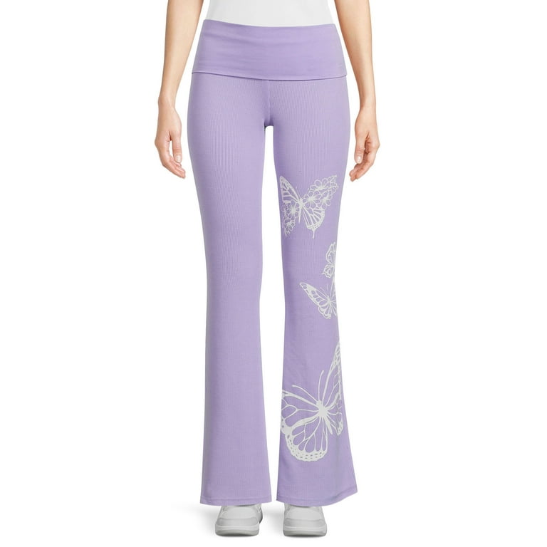 No Boundaries Juniors and Juniors Plus Flare Leggings with Foldover Waist,  Sizes XS to 3X