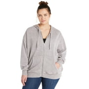No Boundaries Juniors and Juniors Plus Mineral Washed Zip Hoodie, Sizes XS-4X