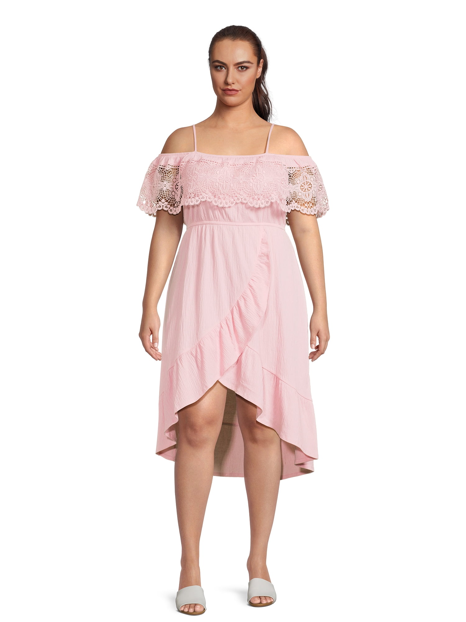 No Boundaries Off the Shoulder Ruffle Dress, Women's and Women's Plus ...