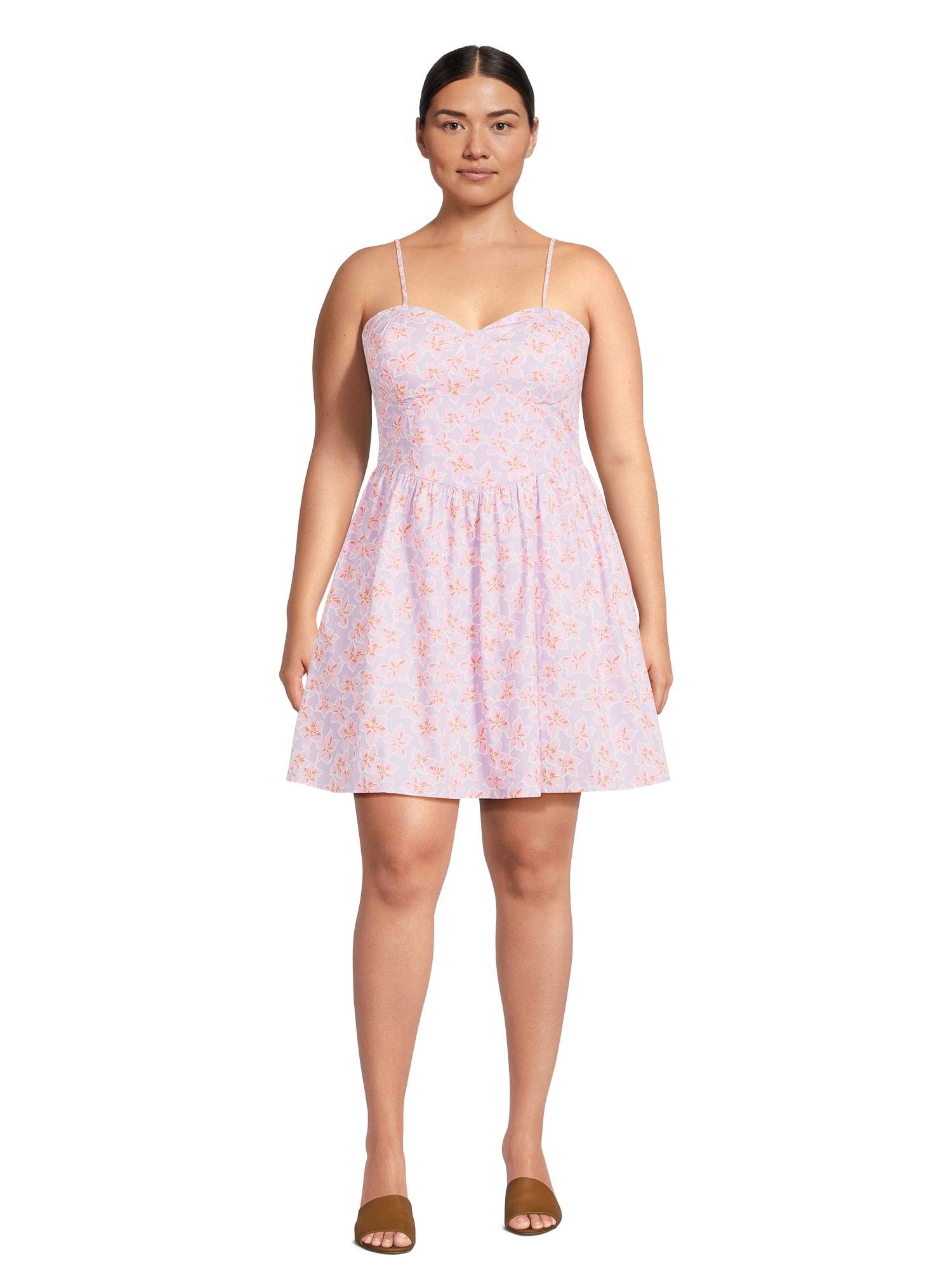 No Boundaries Poplin Dress Women s and Women s Plus Walmart