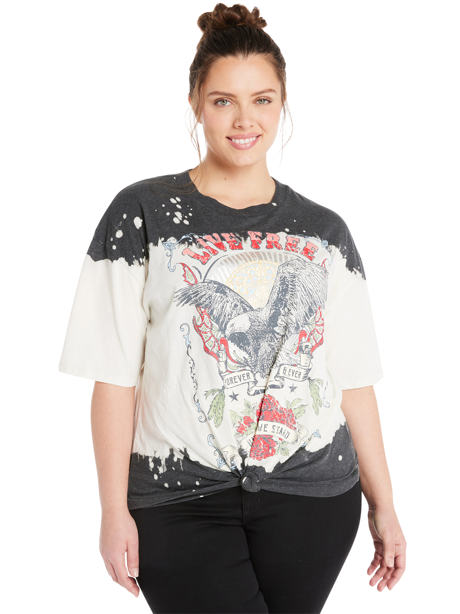 No Boundaries Juniors and Juniors Plus Tie Dye Graphic Boyfriend Tee