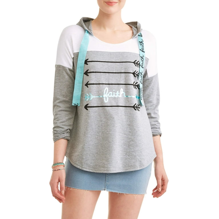 No Boundaries Juniors colorbock stripe graphic long sleeve boat