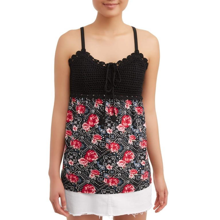 No Boundaries Juniors' Crochet Bra Cup Tank 