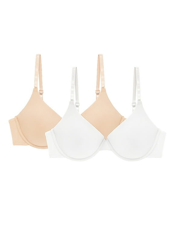 No Boundaries Juniors' or Women's Tailored Lightly Lined Underwire T-Shirt Bra, 2-Pack