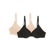 No Boundaries Juniors' or Women's Tailored Lightly Lined Underwire T-Shirt Bra, 2-Pack