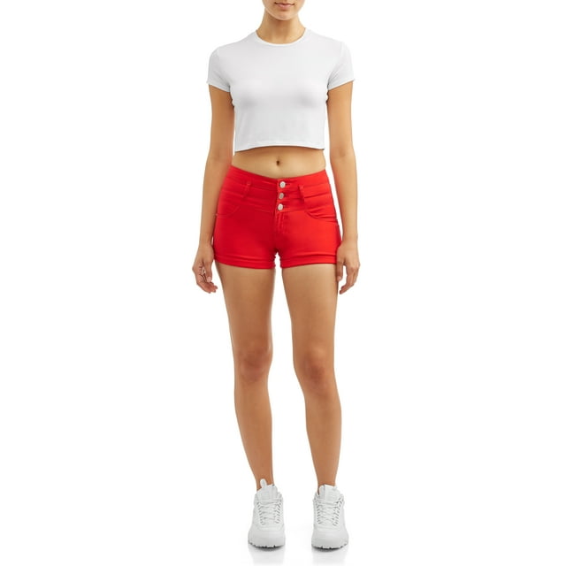 No Boundaries Juniors' triple stack rolled cuff denim shorts - Walmart.com