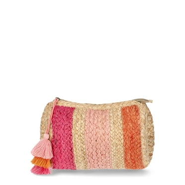 No Boundaries Jute Zipper Pouch, Pink, Women’s