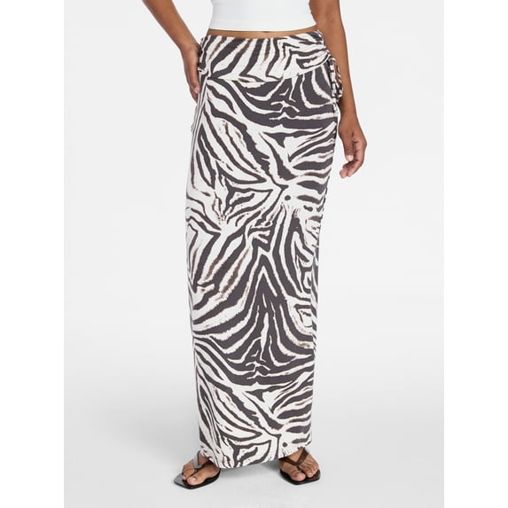 No Boundaries Knit Foldover Maxi Skirt with Side Tie, Women's & Women's Plus XXS-4X