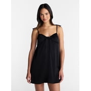 No Boundaries Knot Front Slip Mini Dress, Women’s XXS-XXL