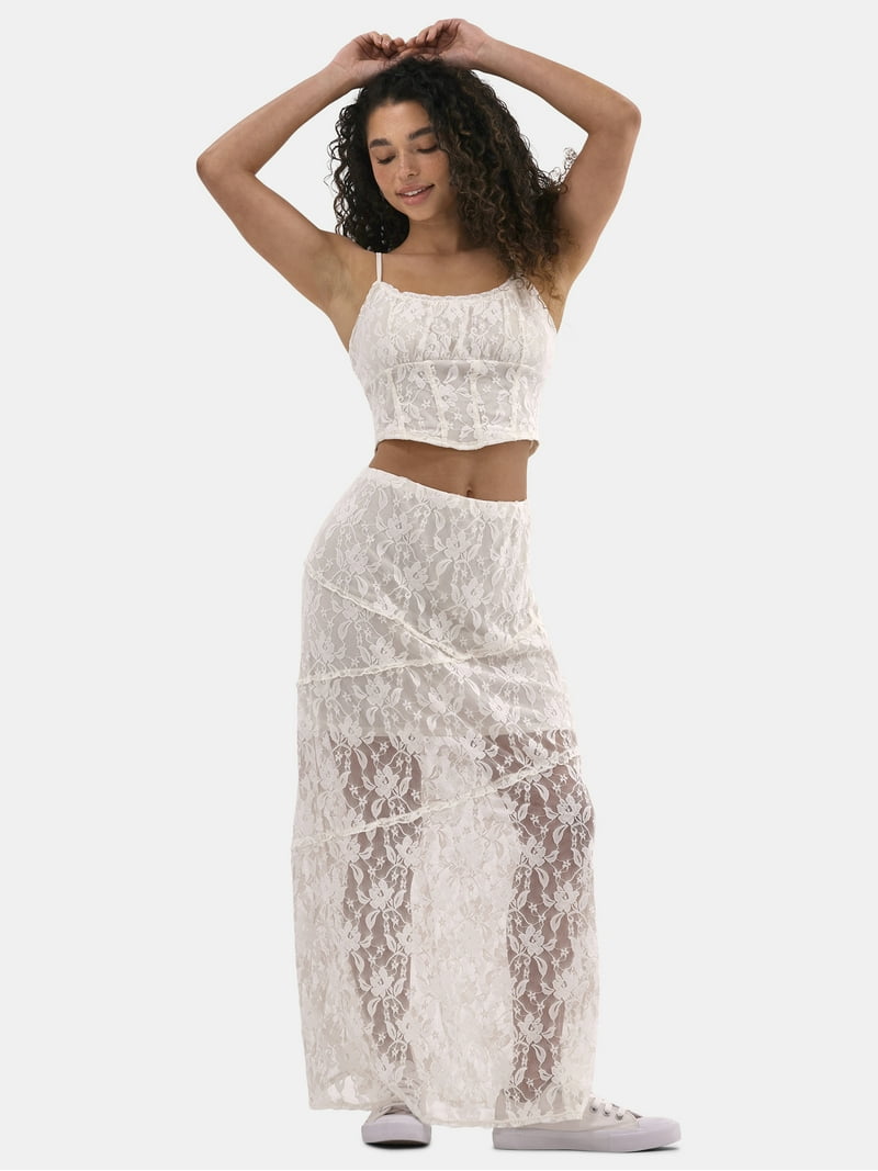 No Boundaries Lace Corset Top and Maxi Skirt Set Women's 2-Piece