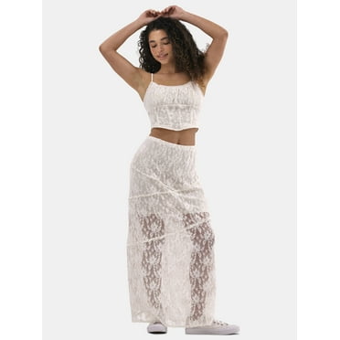 No Boundaries Lace Corset Top and Maxi Skirt Set, 2-Piece, Women's