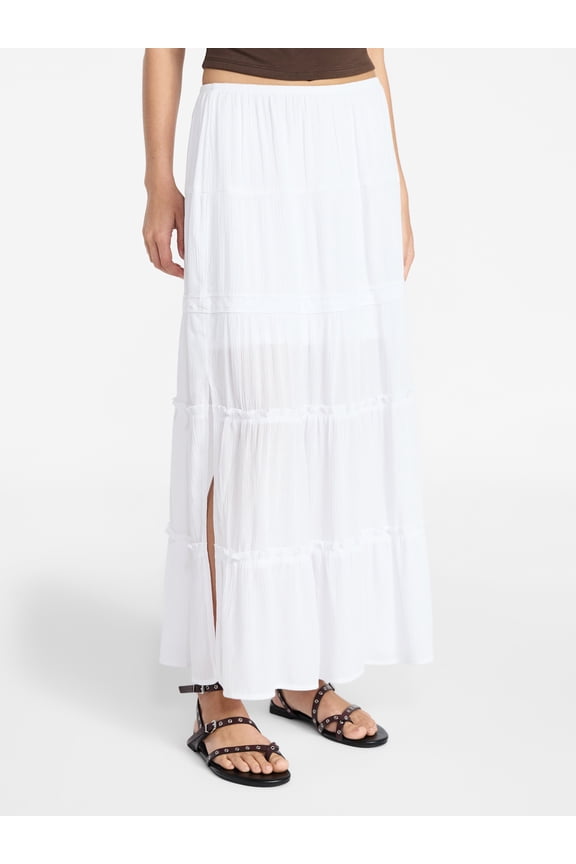 Lace Insert Tiered Maxi Skirt, Women's XXS-XXL