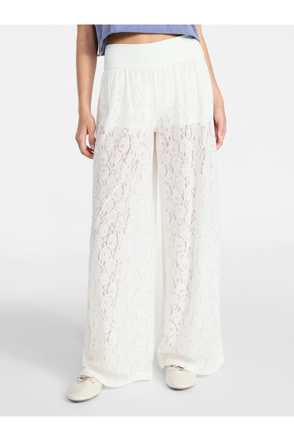 Lace Knit Wide Leg Pant, Women's