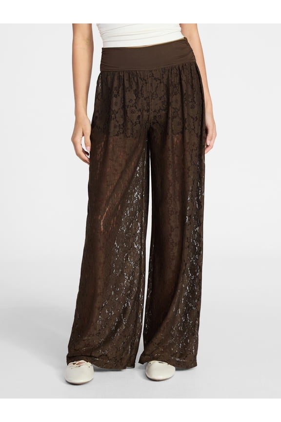 Lace Knit Wide Leg Pant, Women's