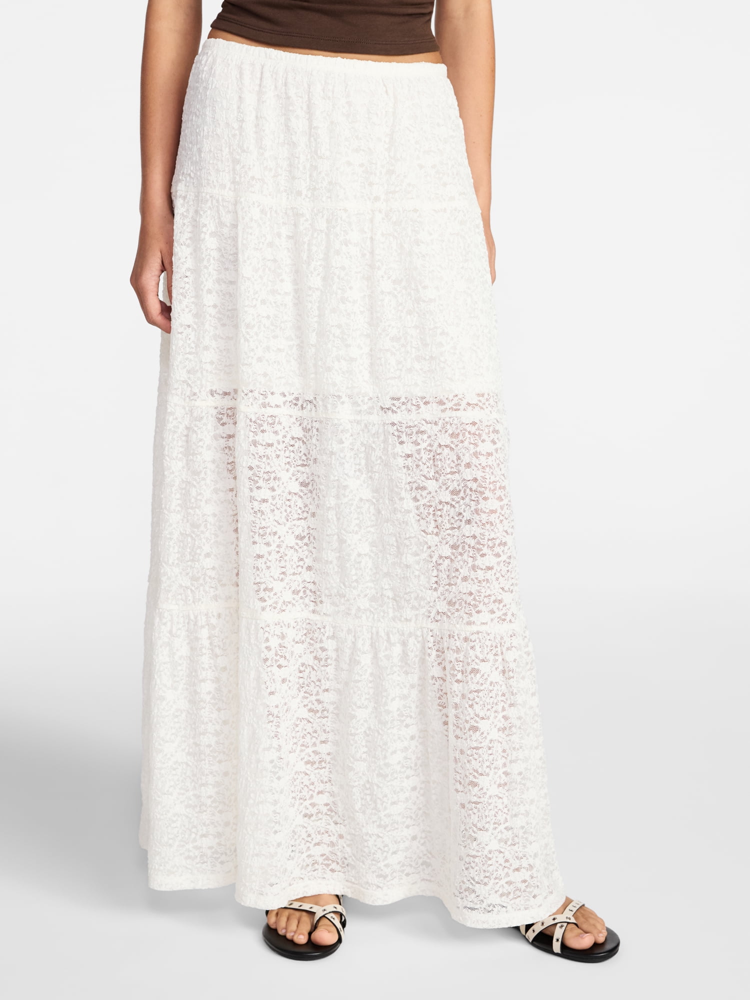 No Boundaries Lace Tiered Maxi Skirt, Women's XXS-XXL
