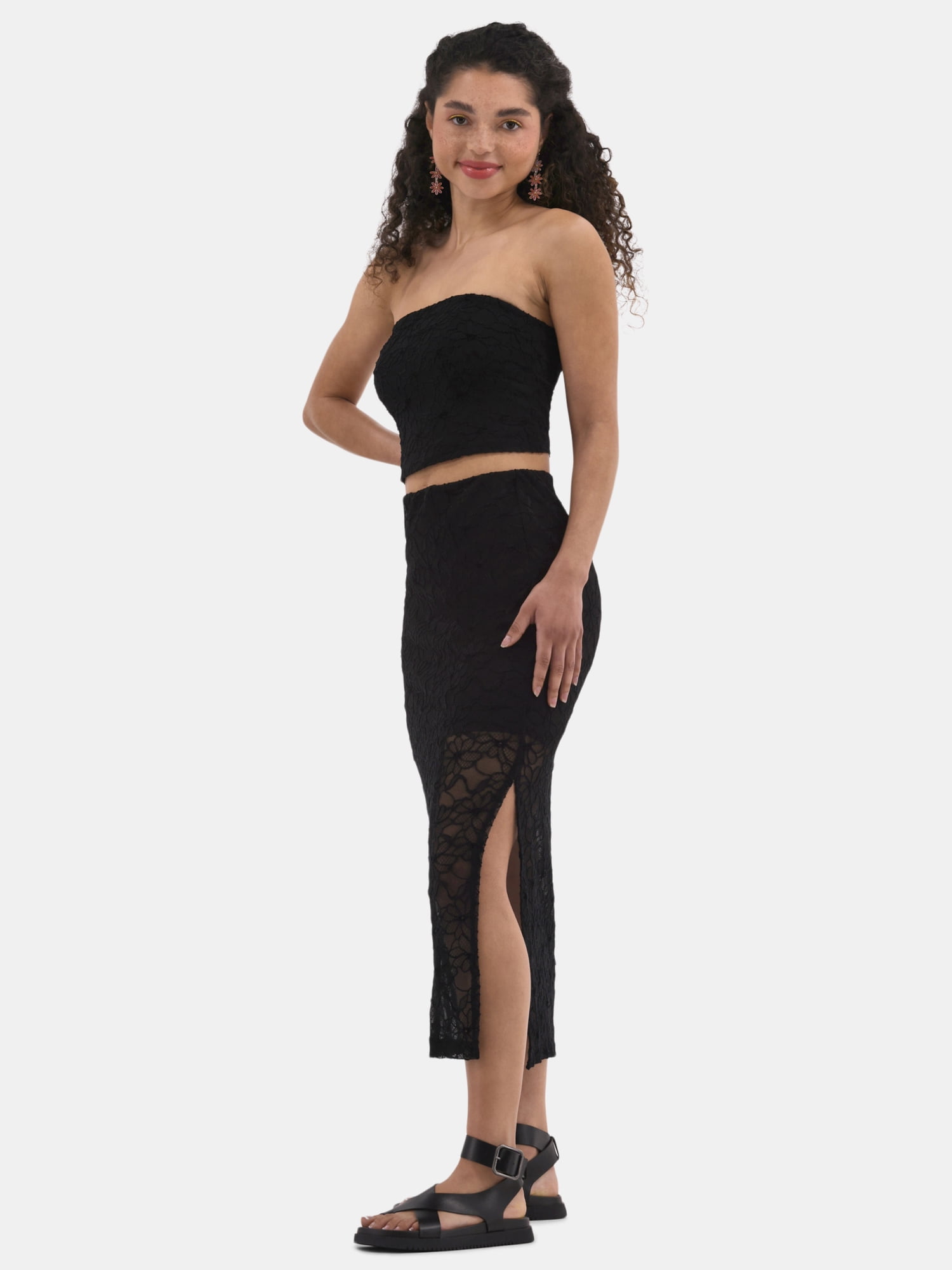 Madden NYC Women's Shimmering Mock Neck Top and Skirt Set, 2 Madden NYC Women's Shimmering Mock Neck Top and Skirt Set, 2