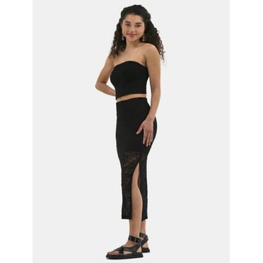 No Boundaries Lace Tube Top and Midi Skirt Set, 2-Piece, Women's