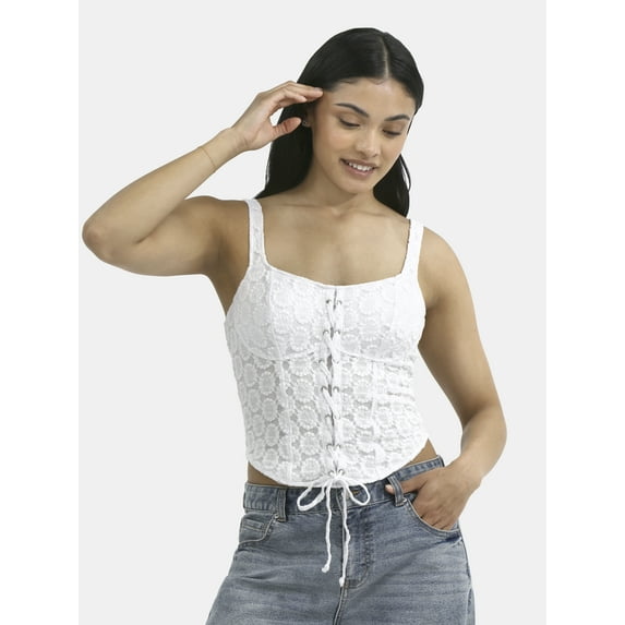 No Boundaries Lace Up Corset Tank Top, Women's