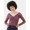 thumbnail image 1 of No Boundaries Lace V-Neck Top with Long Sleeves, Women’s, 1 of 4