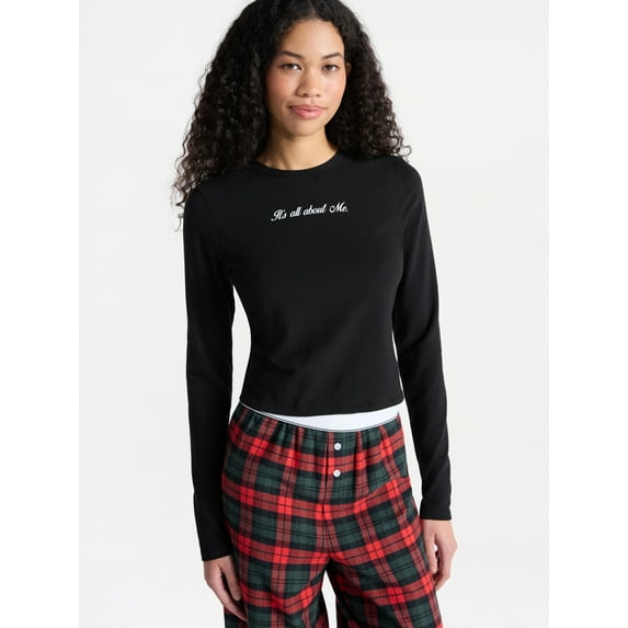 No Boundaries Baby Tee with Long Sleeves, Women’s