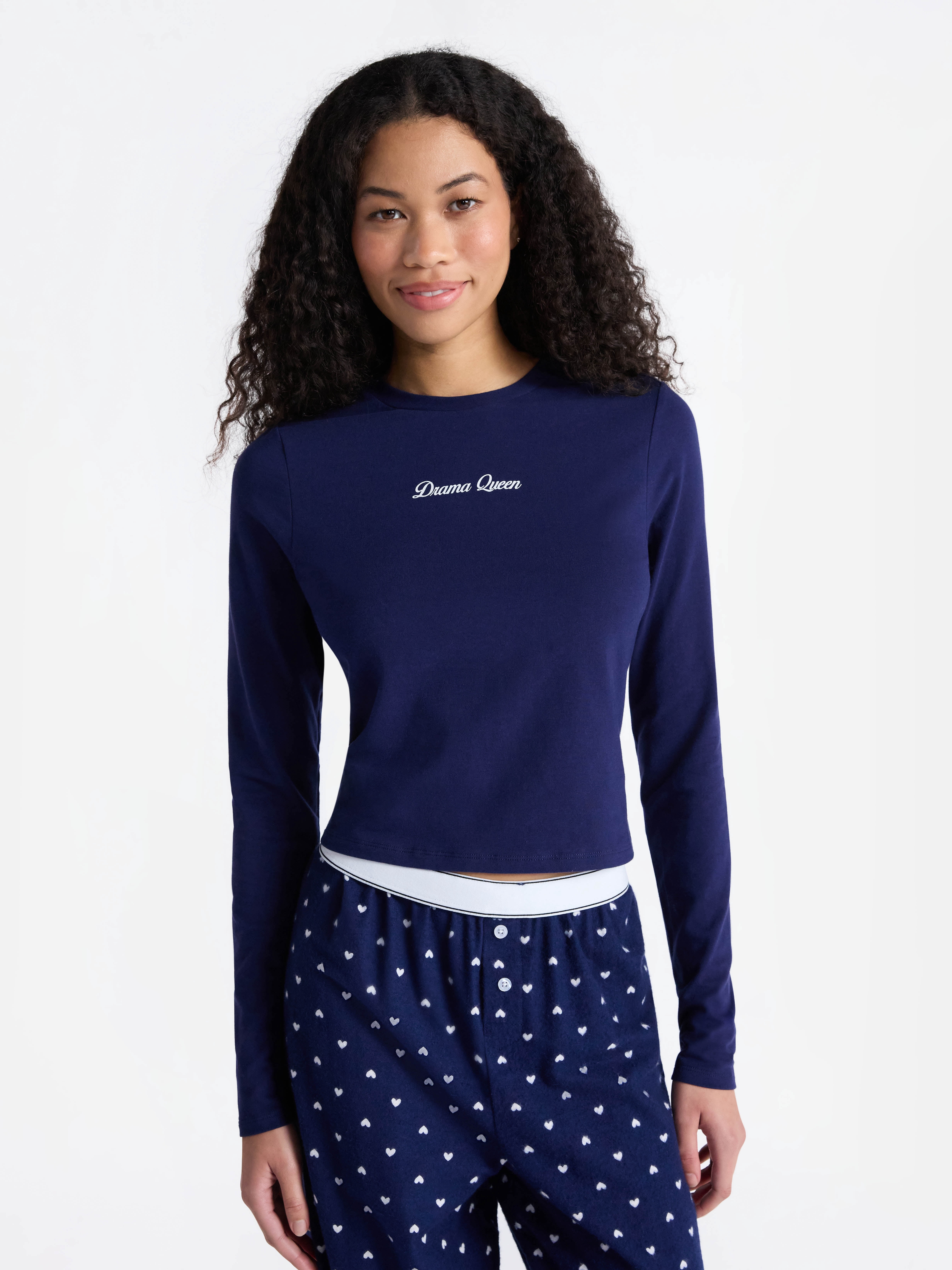 No Boundaries Baby Tee with Long Sleeves, Women’s