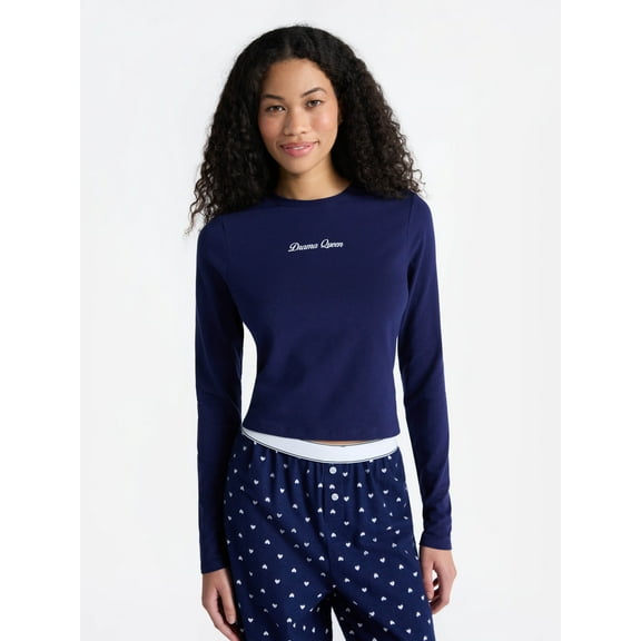 No Boundaries Baby Tee with Long Sleeves, Women’s