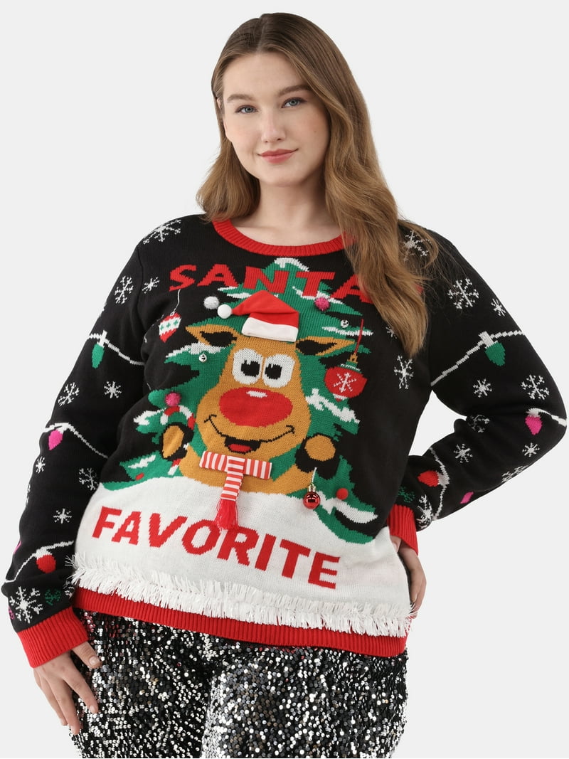 No Boundaries Christmas Sweater, Midweight, Women's and Women's