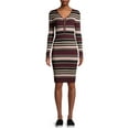 No Boundaries Long Sleeve Metallic Strip Dress - Walmart.com