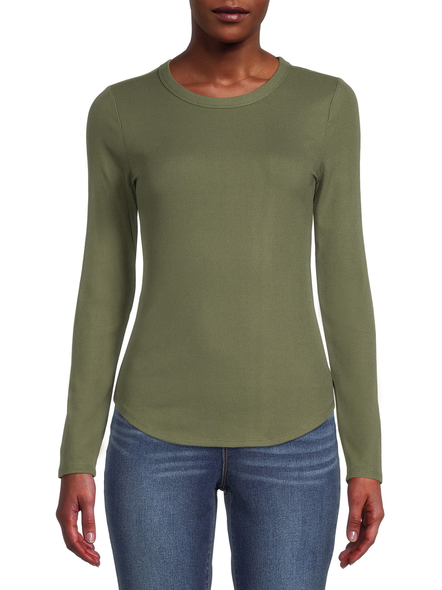 No Boundaries Long Sleeve Ribbed Crewneck T-Shirt (Women's)