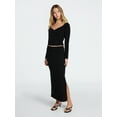 thumbnail image 1 of No Boundaries Long Sleeve Ruched Front Top and Maxi Skirt Set, 2-Piece, Women's XXS-XXL, 1 of 4