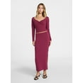 thumbnail image 1 of No Boundaries Long Sleeve Ruched Front Top and Maxi Skirt Set, 2-Piece, Women's XXS-XXL, 1 of 4