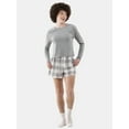 thumbnail image 1 of No Boundaries Long Sleeve Tee and Flannel Shorts Pajama Set, 2-Piece, Women’s and Women’s Plus, 1 of 5