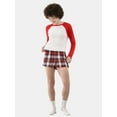 thumbnail image 1 of No Boundaries Long Sleeve Tee and Flannel Shorts Pajama Set, 2-Piece, Women’s and Women’s Plus, 1 of 5