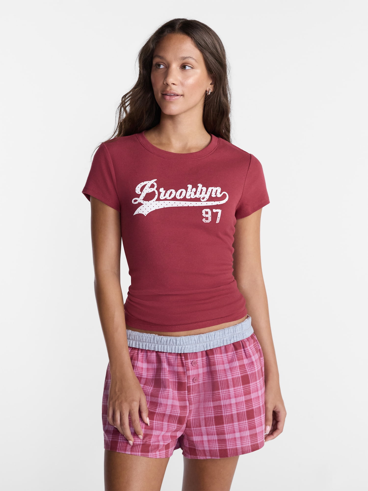 No Boundaries Longline Graphic Cotton Baby Tee, Women's XXS-XXL