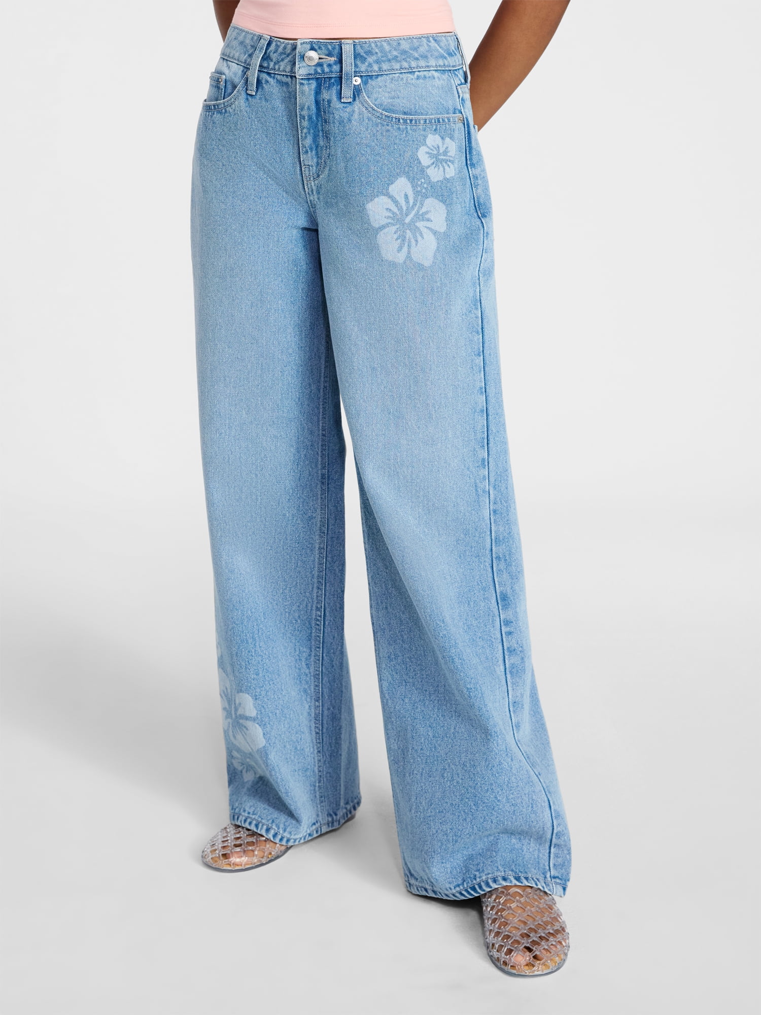 No Boundaries Low Rise Baggy Wide Leg Jeans, Women's 00-20