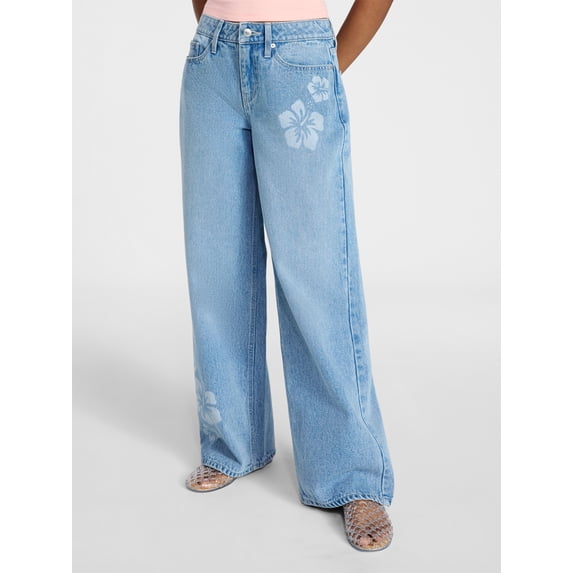 No Boundaries Low Rise Baggy Wide Leg Jeans, Women's 00-20