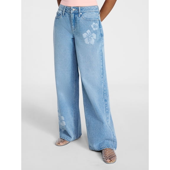 No Boundaries Low Rise Baggy Wide Leg Jeans, Women's 00-20