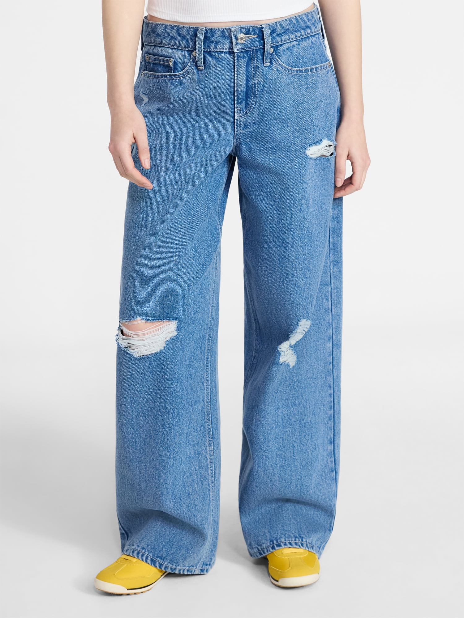 No Boundaries Low Rise Baggy Wide Leg Jeans, Women's 00-20